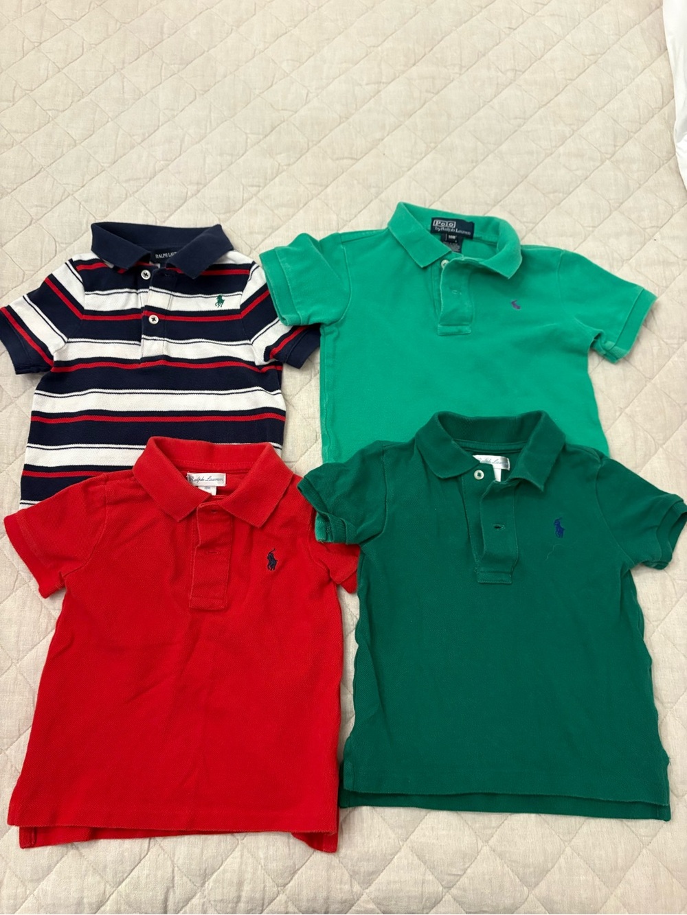 Polo by Ralph Lauren Kids Polo Shirt Lot - Red, Green, Navy, White Stripes